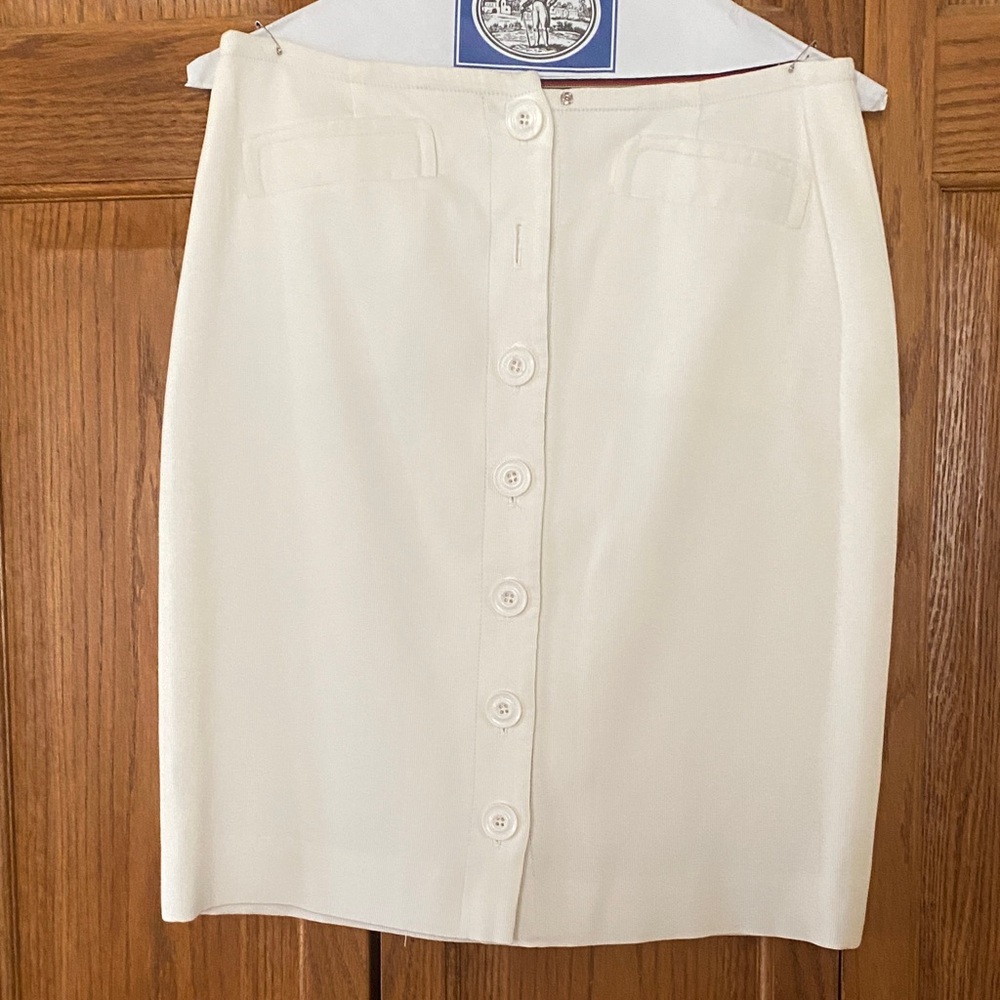 Worth Cream Button-Front Pencil Skirt